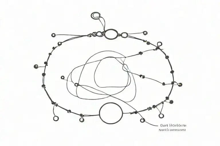 charm bracelet with dots and straight line  tattoo design idea