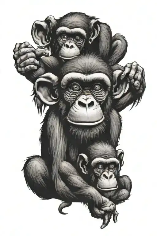 3 wise monkey tattoo design idea