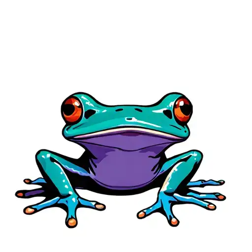 purple and teal tree frog  tattoo design idea