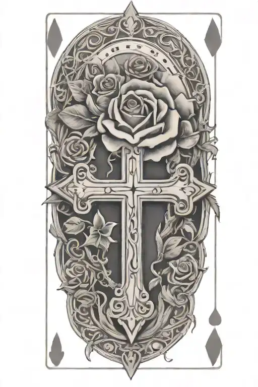 Western,Playing Cards, Roses,Barbed wire,Cross tattoo design idea