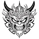 oni mask + polynesian tattoo design idea