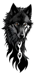 Fighting spirit wolf tattoo design idea