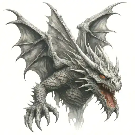 undead dragon tattoo design idea