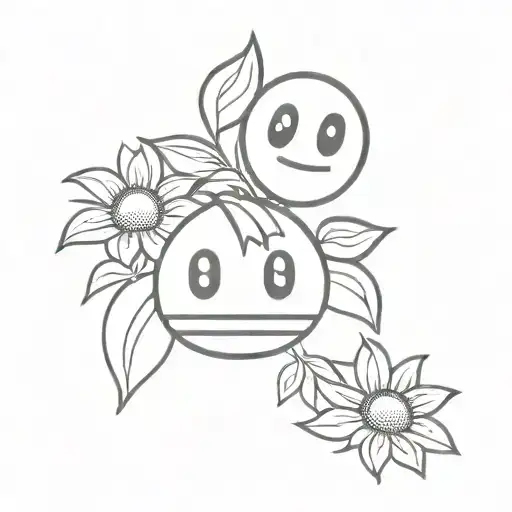 ms pac man and sunflowers tattoo design idea