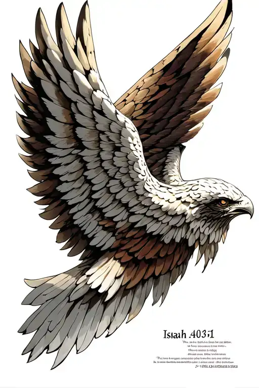 wing with Isaiah 40:31 in it tattoo design idea