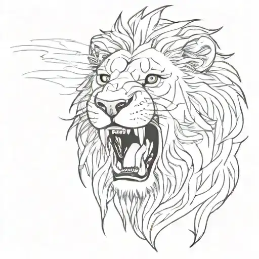 outline of roaring lion face with OCD inside representing tattoo design idea