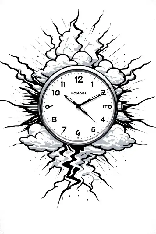 thunder storm clouds custom watch face  incorporating elements tattoo design idea