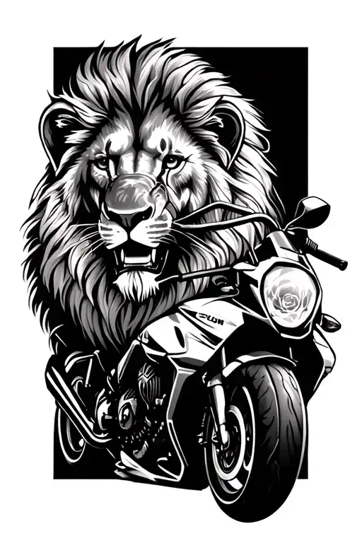 lion, rose, gym, motorbike racing tattoo design idea