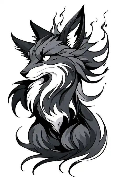 Fire kitsune tattoo design idea
