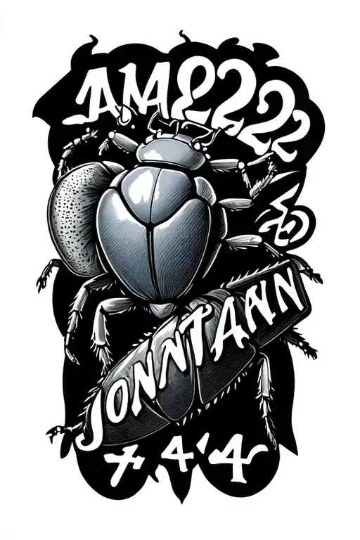 Jonnathan with 444 222 june bug font cursive tattoo design idea