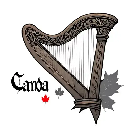 Irish Harp blended with Canada flag maple leaf tattoo design idea