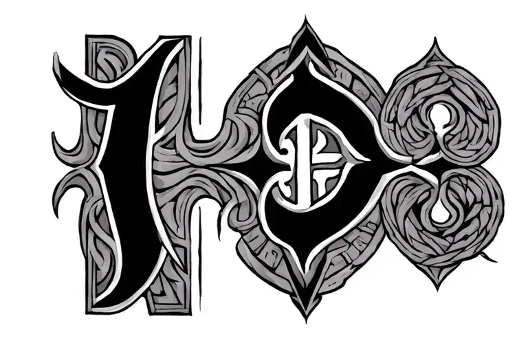 younger futhark runes horizontal in order of Ur, Naudr, Tyr, Yr, Reio. tattoo design idea