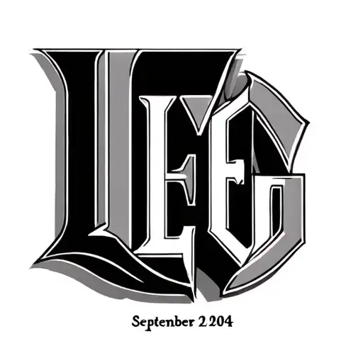 letters saying LLFG and September 24th 2004 in Roman numerals under it tattoo design idea