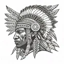 African Warrior With Native American Headress tattoo design idea