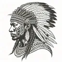 African Warrior With Native American Headress tattoo design idea