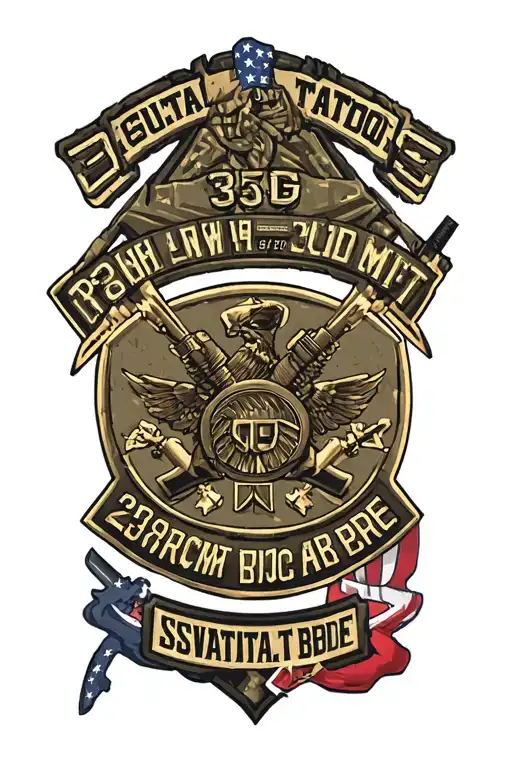 Military tattoo featuring Army MSG Rank, 35th ID unit patch, 278 ACR unit patch, 230th sustainment BDE unit patch tattoo design idea