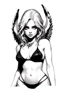 Sexy Pale Girl, Petite, Big Boobs, Wide Hips, G-string. Messy Hair, Angel , Sexual.... on hood, white eyes topless tattoo design idea