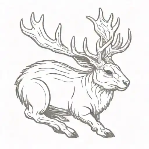 jackalope wearing hat tattoo design idea