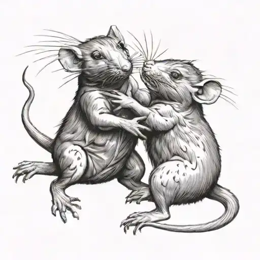 two rats wrestling  tattoo design idea