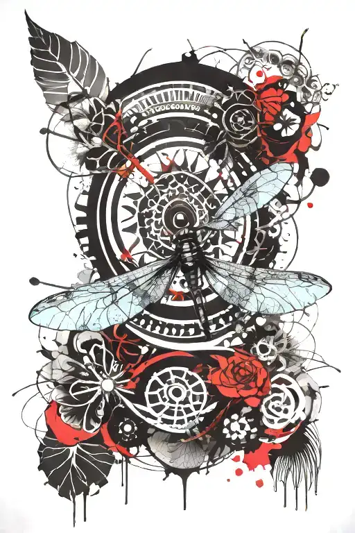 dragonfly mandala design incorporating elements tattoo design idea