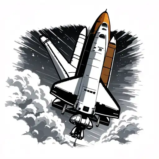 space shuttle launching tattoo design idea