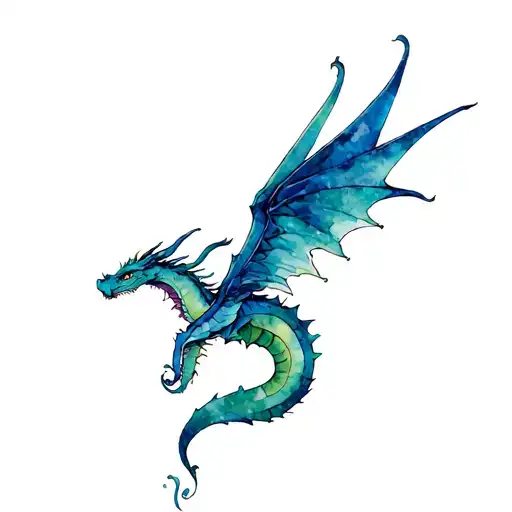 kite dragonon the nake  tattoo design idea