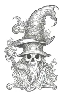 ghost with a wizard hat tattoo design idea