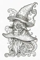 ghost with a wizard hat tattoo design idea