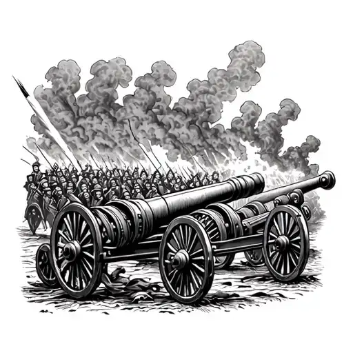 cannons firing civil war scene king of battle scene tattoo design idea