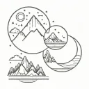 stars, moon, mountain and sea tattoo design idea