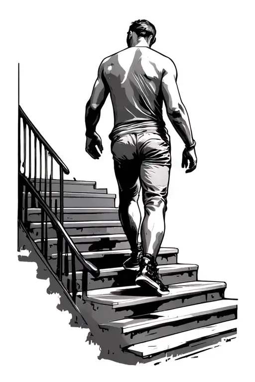Man Walking Up Stairs tattoo design idea