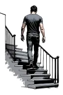 Man Walking Up Stairs tattoo design idea