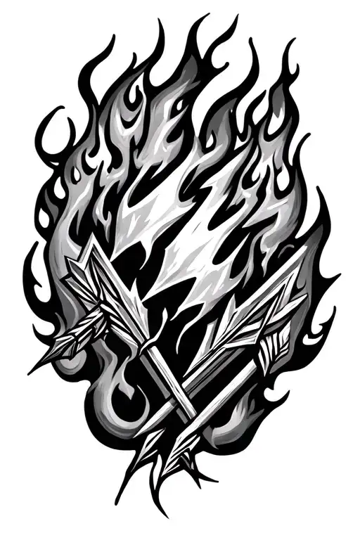 flame and arrows and lightning bolts tattoo design idea