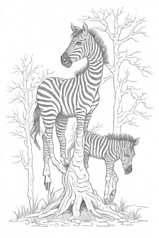 mom died of breast cancer zebra print dead trees Laurie black and white miss you  tattoo design idea