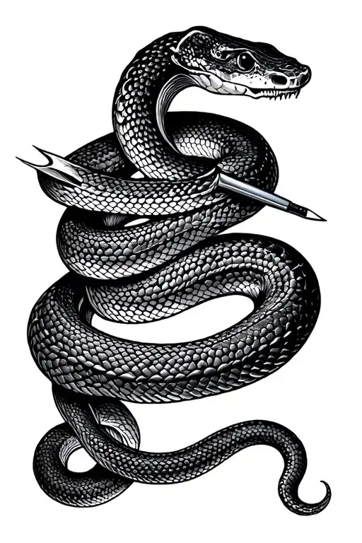 Surgical scalpel wrapped by a snake tattoo design idea