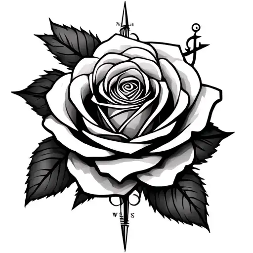 Geometric rose nautical compass tattoo tattoo design idea
