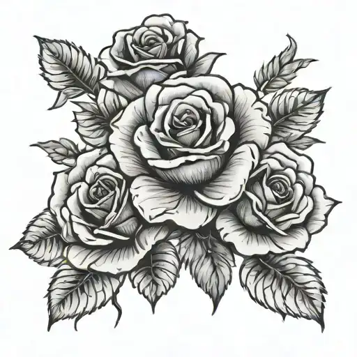 3 Siblings rose tattoo design idea