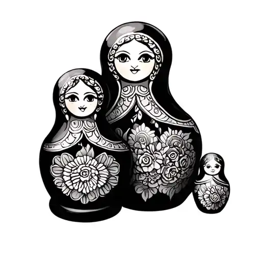 old school style tattoo babushka nesting dolls tattoo design idea