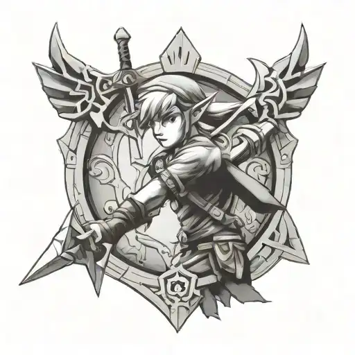 legend of zelda link tattoo design idea