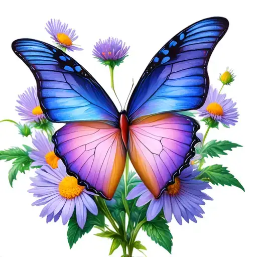 butterfly in aster flower form into heart shape tattoo design idea