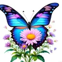 butterfly in aster flower form into heart shape tattoo design idea