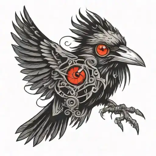 Crow with a Sharingan eye tattoo design idea