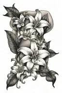 plus size body with lillies wrapping tattoo design idea