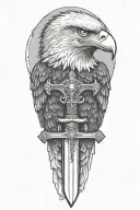 bald eagle with a sword tattoo design idea