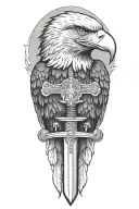 bald eagle with a sword tattoo design idea