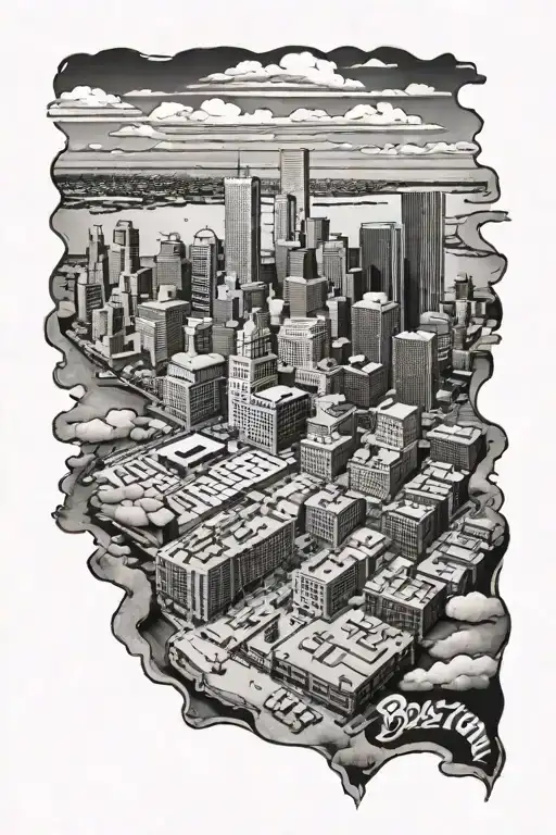 Boston skyline tattoo design idea