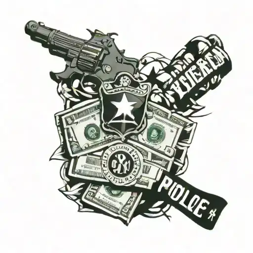 fuck the police with money tattoo design idea
