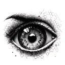 eye, honeycomb, shutter lens tattoo design idea
