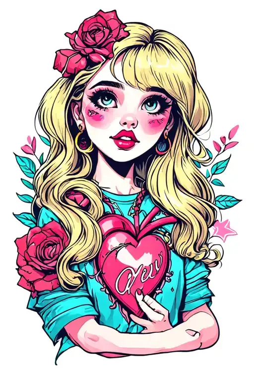 sissy heart girly tattoo design idea