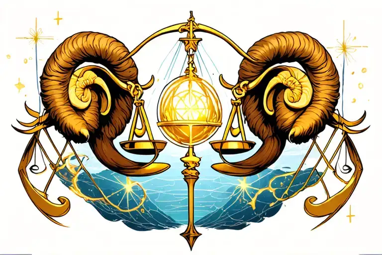 libra aries zodiac sign tattoo design idea